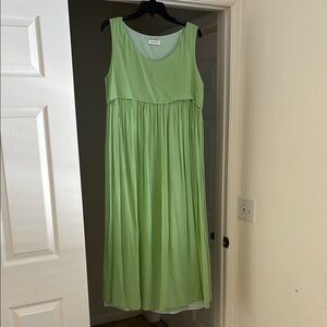 AILANTO Silk chiffon Elegant Green Sleeveless Dress